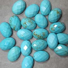 10X14MM FACETED OVAL CABOCHON STABILIZED TQ(8PCS/BAG)